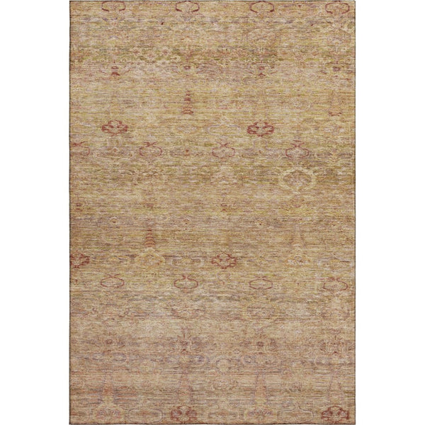 HomeRoots 5' X 8' Coral and Taupe Abstract Area Rug - Stylish, Washable, UV-Protected for Modern Homes 717502
