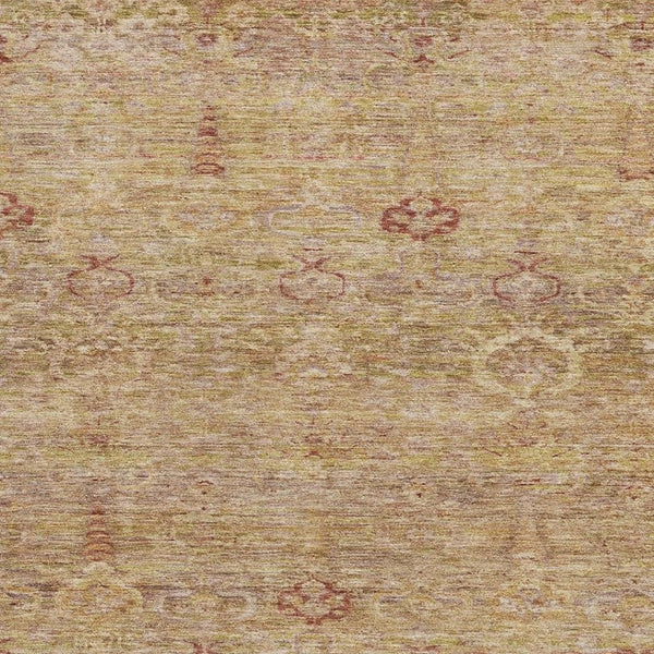 HomeRoots 5' X 8' Coral and Taupe Abstract Area Rug - Stylish, Washable, UV-Protected for Modern Homes 717502