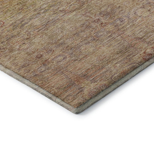 HomeRoots 5' X 8' Coral and Taupe Abstract Area Rug - Stylish, Washable, UV-Protected for Modern Homes 717502