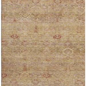HomeRoots 5' X 8' Coral and Taupe Abstract Area Rug - Stylish, Washable, UV-Protected for Modern Homes 717502