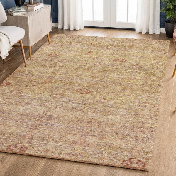 HomeRoots 5' X 8' Coral and Taupe Abstract Area Rug - Stylish, Washable, UV-Protected for Modern Homes 717502