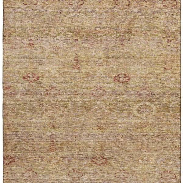 HomeRoots 8' Coral and Taupe Abstract Rug - Washable, UV-Protected, Stain-Resistant for Modern Homes & Patios 717503
