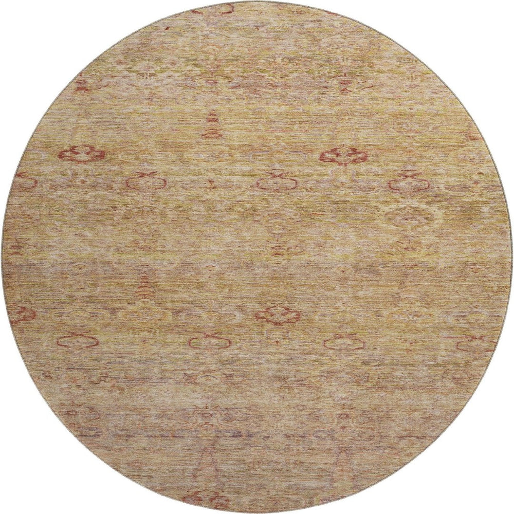 HomeRoots 8' X 10' Coral and Taupe Abstract Washable Area Rug – Durable, UV-Protected, Modern Home Accent! 717504