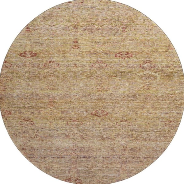 HomeRoots 8' X 10' Coral and Taupe Abstract Washable Area Rug – Durable, UV-Protected, Modern Home Accent! 717504