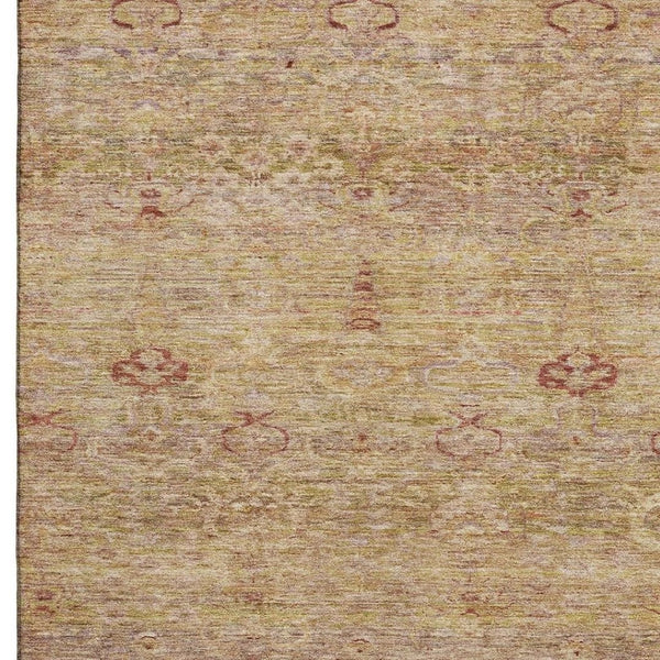 HomeRoots 9' X 12' Coral and Taupe Abstract Area Rug – Stylish, Washable, UV-Protected for Homes with Kids & Pets 717505