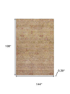 HomeRoots 10' X 14' Coral & Taupe Abstract Area Rug - UV Protected, Washable, Stain-Resistant & Stylish! 717506