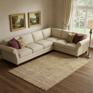 HomeRoots 10' X 14' Coral & Taupe Abstract Area Rug - UV Protected, Washable, Stain-Resistant & Stylish! 717506