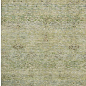 HomeRoots 8' Green and Beige Abstract Round Rug - Washable, UV-Protected, Stylish for High-Traffic Areas 717509