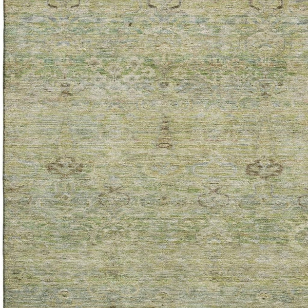 HomeRoots 8' Green and Beige Abstract Round Rug - Washable, UV-Protected, Stylish for High-Traffic Areas 717509