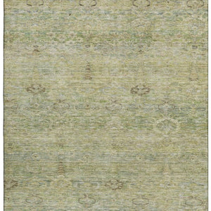HomeRoots 8' Green and Beige Abstract Round Rug - Washable, UV-Protected, Stylish for High-Traffic Areas 717509