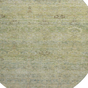 HomeRoots 8' X 10' Abstract Washable Area Rug in Green and Beige - UV Protected, Stain Resistant, Durable Design 717510