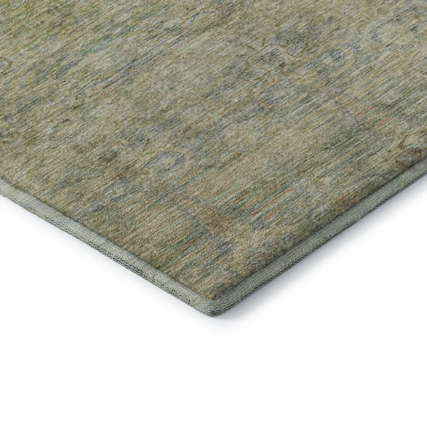 HomeRoots 8' X 10' Abstract Washable Area Rug in Green and Beige - UV Protected, Stain Resistant, Durable Design 717510