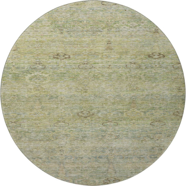 HomeRoots 8' X 10' Abstract Washable Area Rug in Green and Beige - UV Protected, Stain Resistant, Durable Design 717510