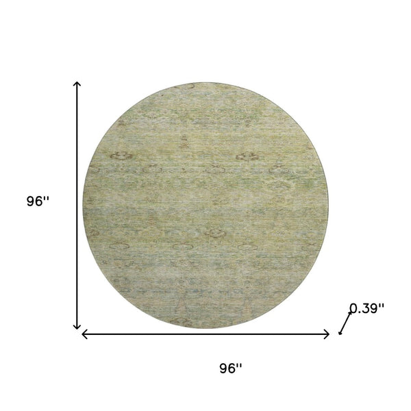 HomeRoots 8' X 10' Abstract Washable Area Rug in Green and Beige - UV Protected, Stain Resistant, Durable Design 717510