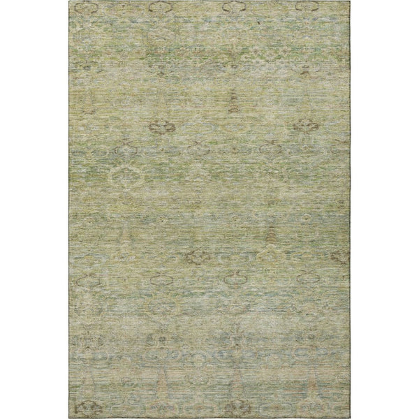 HomeRoots 9' X 12' Green & Beige Abstract Washable Area Rug - Durable, UV-Protected, Perfect for High-Traffic Homes 717511