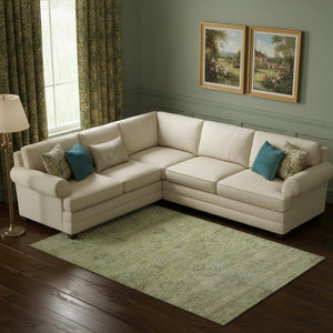 HomeRoots 9' X 12' Green & Beige Abstract Washable Area Rug - Durable, UV-Protected, Perfect for High-Traffic Homes 717511