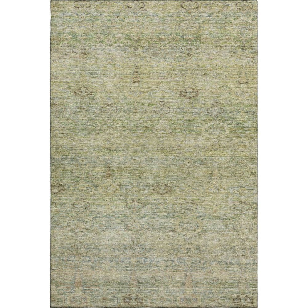 HomeRoots 10' Abstract Green & Beige Washable Area Rug - Durable, UV-Protected, Non-Slip for High-Traffic Spaces 717512