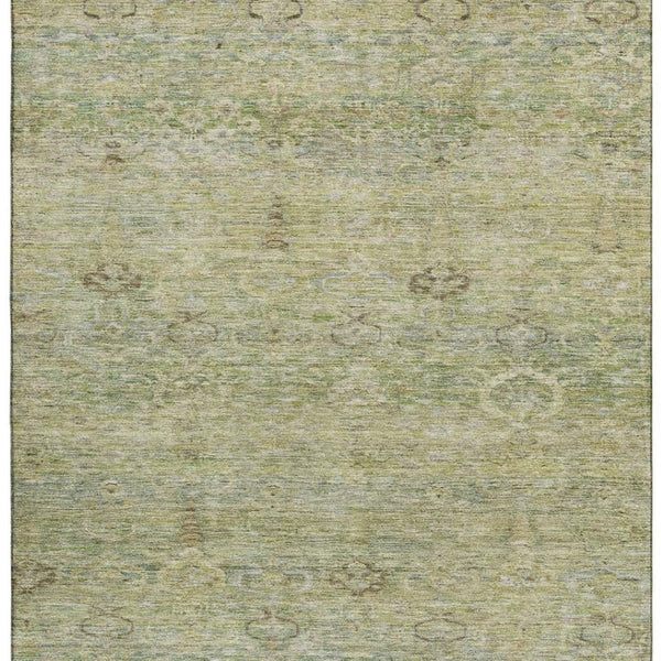 HomeRoots 10' Abstract Green & Beige Washable Area Rug - Durable, UV-Protected, Non-Slip for High-Traffic Spaces 717512
