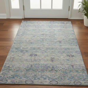 HomeRoots 5' X 8' Abstract Plum & Lavender Washable Area Rug - Durable, UV-Protected, Stylish Design for Homes 717514