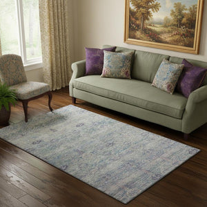 HomeRoots 8' Plum and Lavender Abstract Washable Round Rug - Stylish, Durable, UV-Protected & Pet-Friendly Design 717515