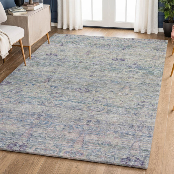 HomeRoots 9' X 12' Plum & Lavender Modern Abstract Area Rug | Washable, UV-Protected & Stain-Resistant Design 717517