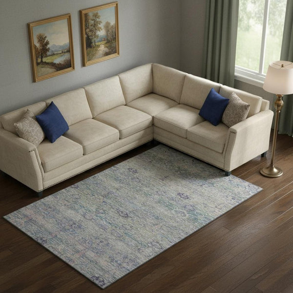 HomeRoots 9' X 12' Plum & Lavender Modern Abstract Area Rug | Washable, UV-Protected & Stain-Resistant Design 717517