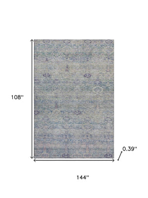 HomeRoots 10' X 14' Plum and Lavender Abstract Washable Area Rug - UV Protected, Stain-Resistant, Modern Style 717518