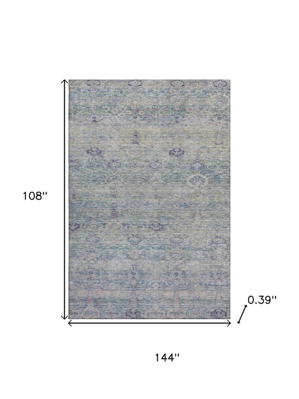 HomeRoots 10' X 14' Plum and Lavender Abstract Washable Area Rug - UV Protected, Stain-Resistant, Modern Style 717518