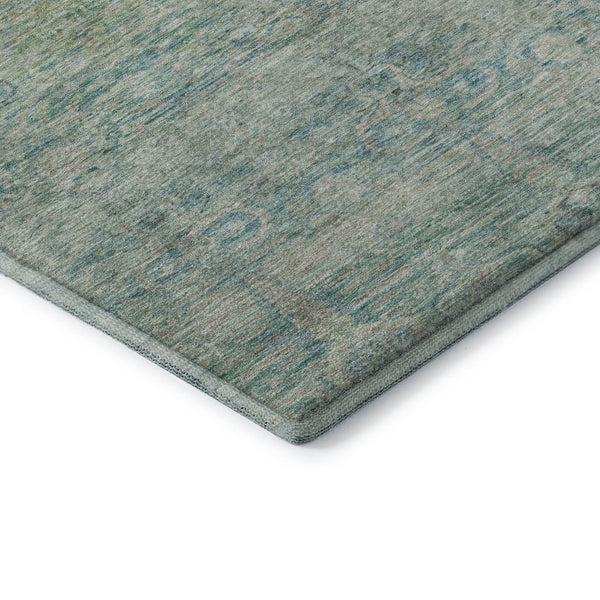 HomeRoots 5' X 8' Teal And Aqua Abstract Washable Area Rug - UV Protected, Durable, Easy-Care for Busy Homes 717520