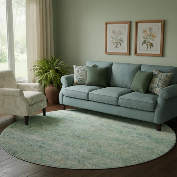 HomeRoots 8' X 10' Teal & Aqua Abstract Washable Area Rug – Stain Resistant, UV Protected & Family-Friendly Decor 717522