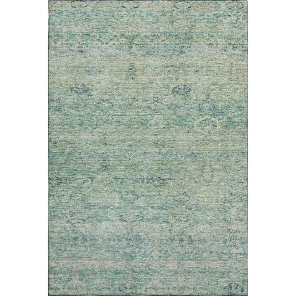 HomeRoots 9' X 12' Modern Teal & Pale Aqua Abstract Area Rug - Washable, UV Protected, Durable Design for Homes 717523