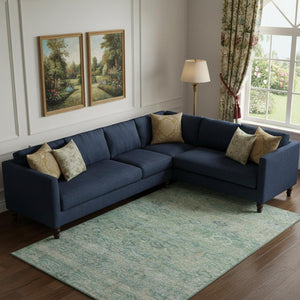HomeRoots 9' X 12' Modern Teal & Pale Aqua Abstract Area Rug - Washable, UV Protected, Durable Design for Homes 717523
