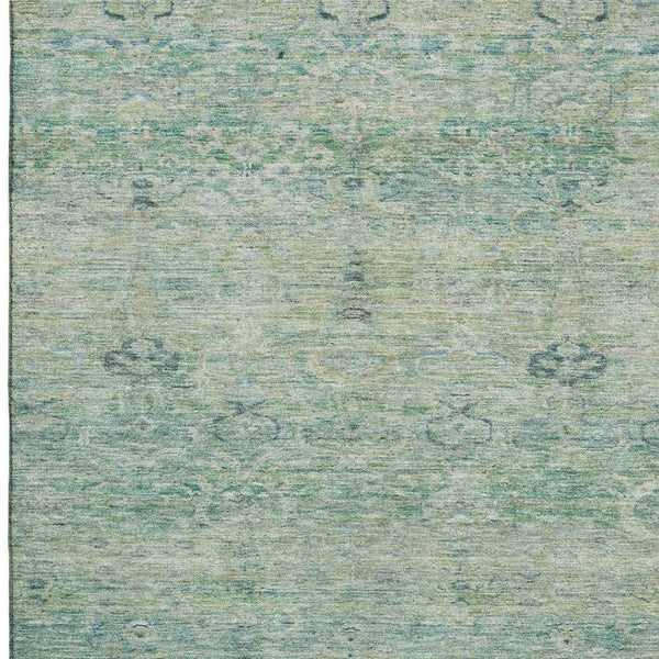 HomeRoots 10' X 14' Teal & Aqua Abstract Washable Area Rug - UV Protection, Modern Design, Durable & Easy Care 717524