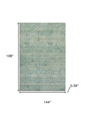 HomeRoots 10' X 14' Teal & Aqua Abstract Washable Area Rug - UV Protection, Modern Design, Durable & Easy Care 717524
