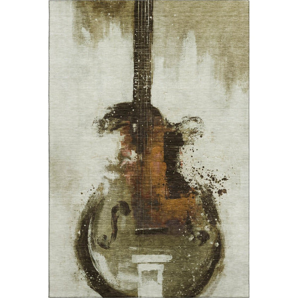 HomeRoots 5' X 8' Modern Brown and Charcoal Abstract Area Rug - Washable, UV Protected, Pet-Friendly Design 717526