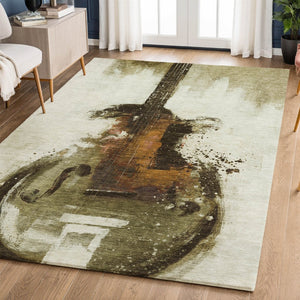 HomeRoots 5' X 8' Modern Brown and Charcoal Abstract Area Rug - Washable, UV Protected, Pet-Friendly Design 717526