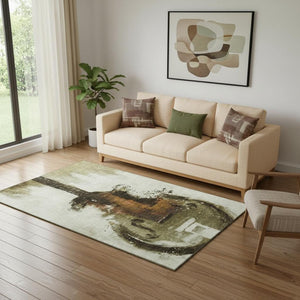 HomeRoots 8' Stunning Brown and Charcoal Abstract Round Rug - Washable, UV Protected, Perfect for Active Homes! 717527