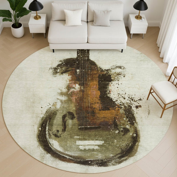 HomeRoots 8' X 10' Washable Brown & Charcoal Abstract Area Rug - Stain Resistant, UV Protection & Modern Style! 717528