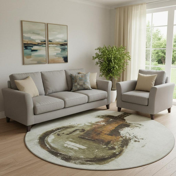 HomeRoots 8' X 10' Washable Brown & Charcoal Abstract Area Rug - Stain Resistant, UV Protection & Modern Style! 717528