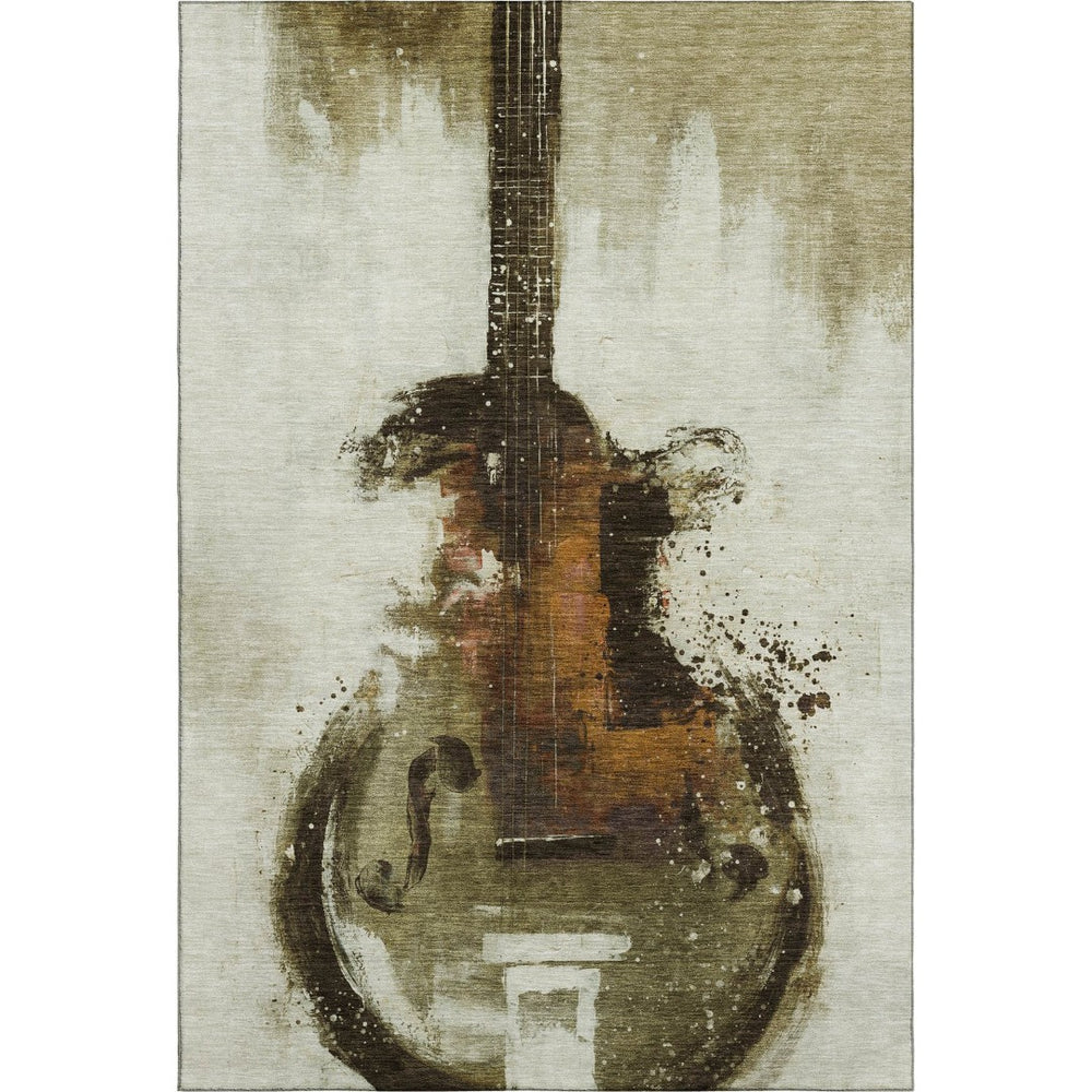 HomeRoots 9' X 12' Abstract Washable Area Rug in Brown & Charcoal - UV Protected, Pet-Friendly, Modern Design 717529