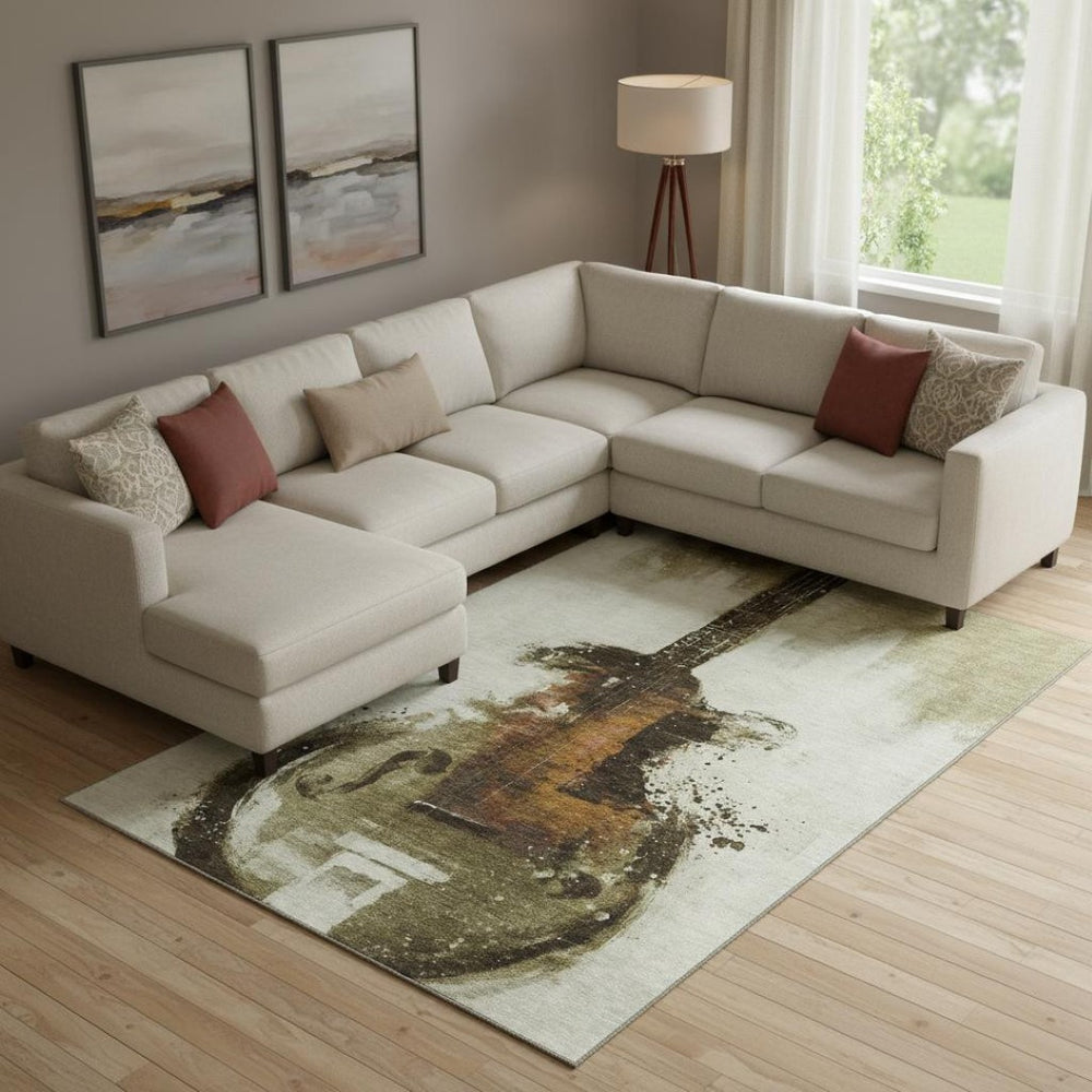 HomeRoots 10' Modern Abstract Brown & Charcoal Washable Area Rug with UV Protection for Stylish Spaces 717530