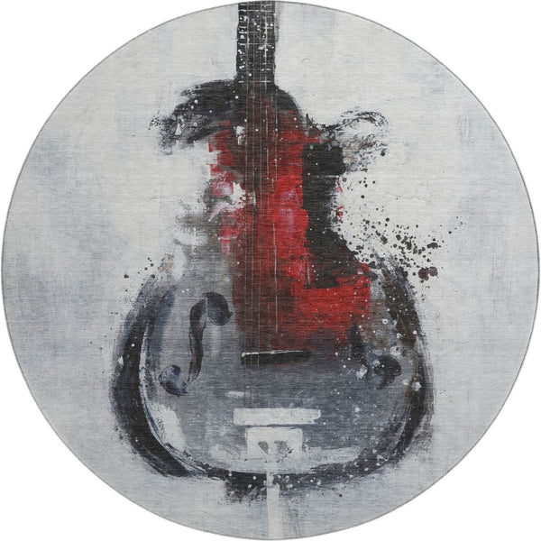 HomeRoots 8' X 10' Modern Gray and Red Abstract Washable Area Rug with UV Protection for High-Traffic Spaces 717534