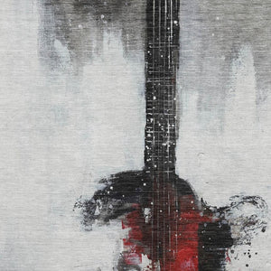 HomeRoots 9' X 12' Gray and Red Abstract Area Rug – Washable, Durable, UV-Protected, Perfect for Modern Homes! 717535