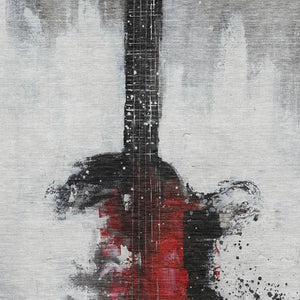HomeRoots 10' X 14' Gray And Red Abstract Area Rug - Washable, UV Protected, Stain Resistant for Modern Homes 717536
