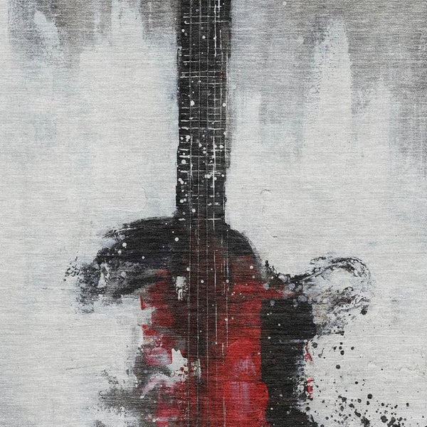 HomeRoots 10' X 14' Gray And Red Abstract Area Rug - Washable, UV Protected, Stain Resistant for Modern Homes 717536