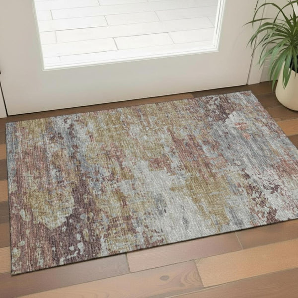 HomeRoots 5' X 8' Blue And Ivory Abstract Area Rug - Easy-Care, UV-Protected, Stain-Resistant, Non-Slip Design 717538