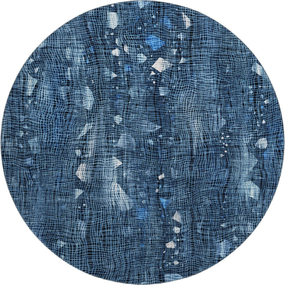 HomeRoots 8' X 10' Blue And Ivory Abstract Washable Area Rug – Stylish, Durable, UV Protected for High Traffic Areas 717540
