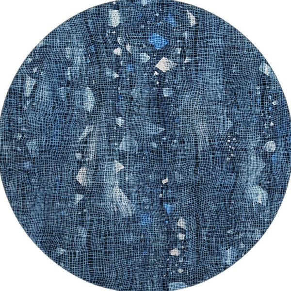 HomeRoots 8' X 10' Blue And Ivory Abstract Washable Area Rug – Stylish, Durable, UV Protected for High Traffic Areas 717540