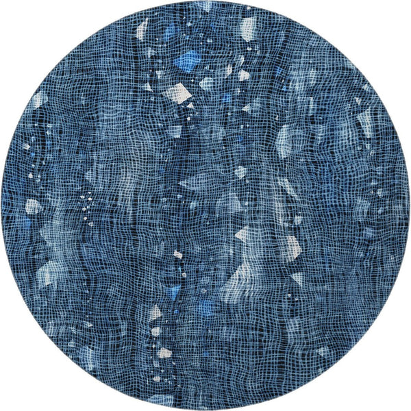HomeRoots 8' X 10' Blue And Ivory Abstract Washable Area Rug – Stylish, Durable, UV Protected for High Traffic Areas 717540