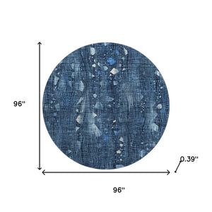 HomeRoots 8' X 10' Blue And Ivory Abstract Washable Area Rug – Stylish, Durable, UV Protected for High Traffic Areas 717540